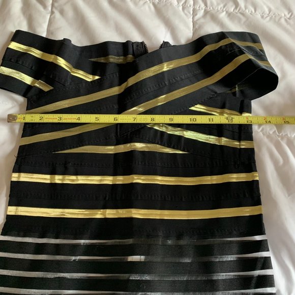 Shimmering Black & Gold Off Shoulder Top - Picture 9 of 11